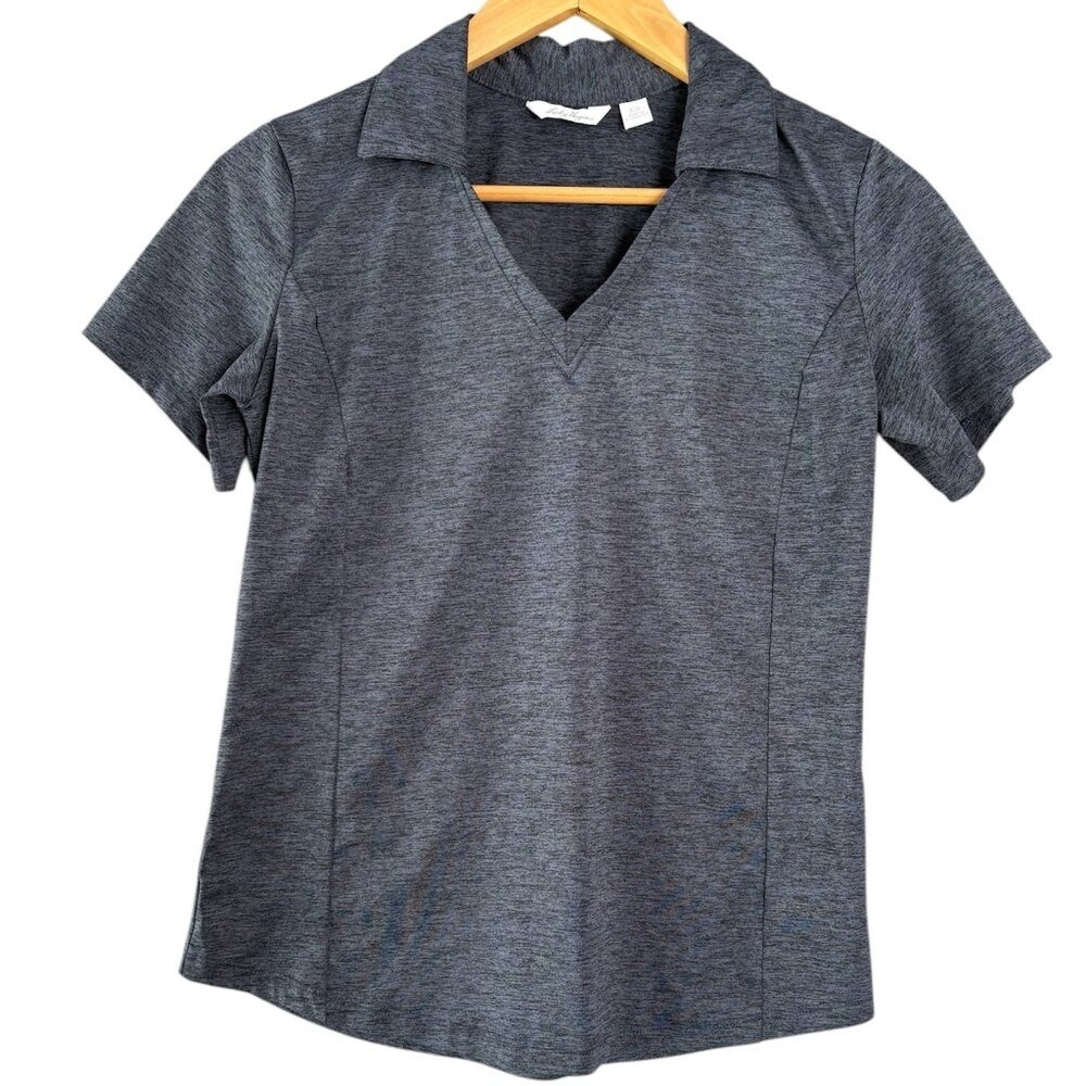 Lady Hagen Womens V Neck Preppy Short Sleeve Polo Top Sz XSmall Blue Tennis Golf